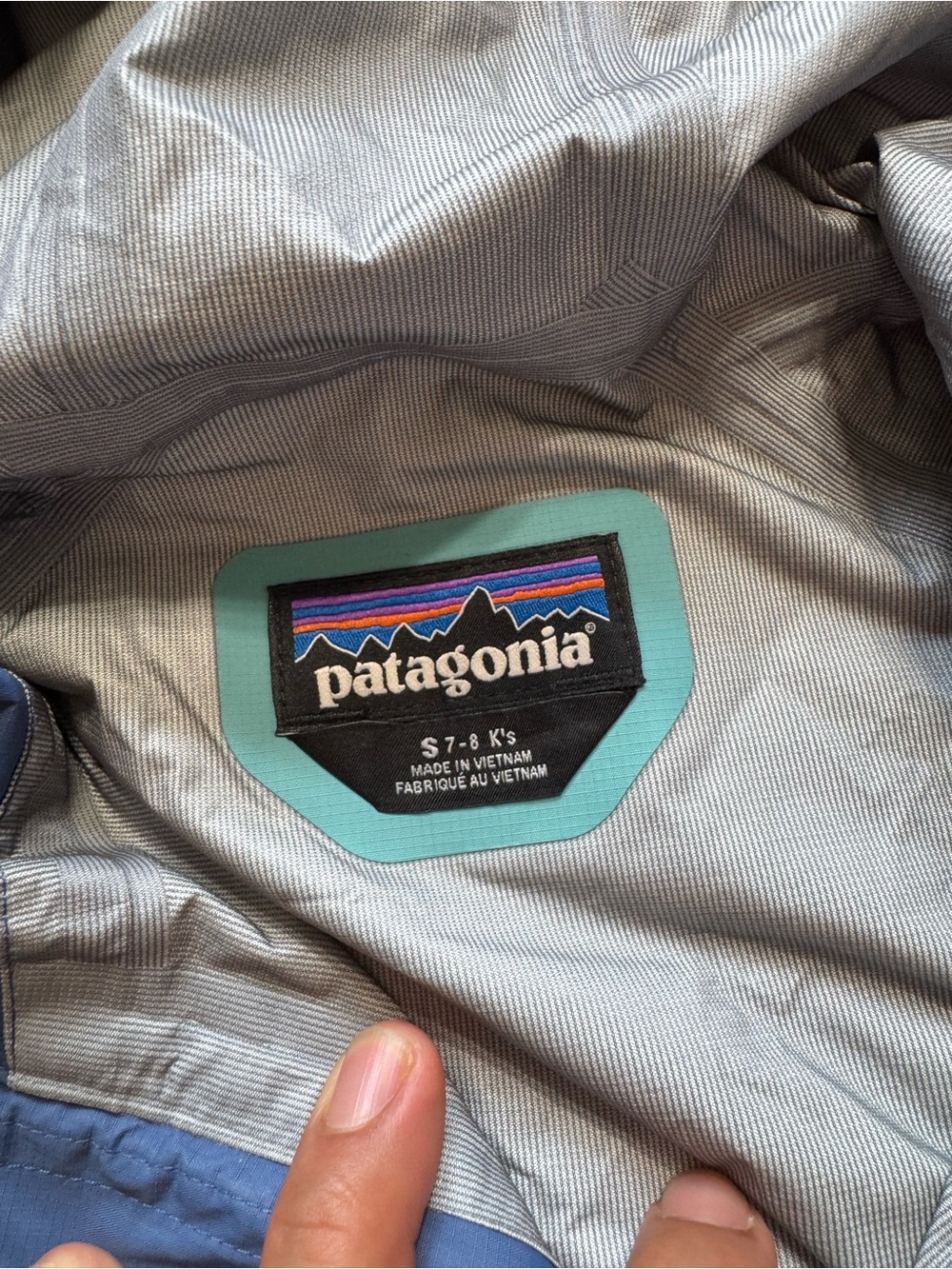 Patagonia Boys' Two-Tone Blue & Teal Raincoat - Picture 9 of 15